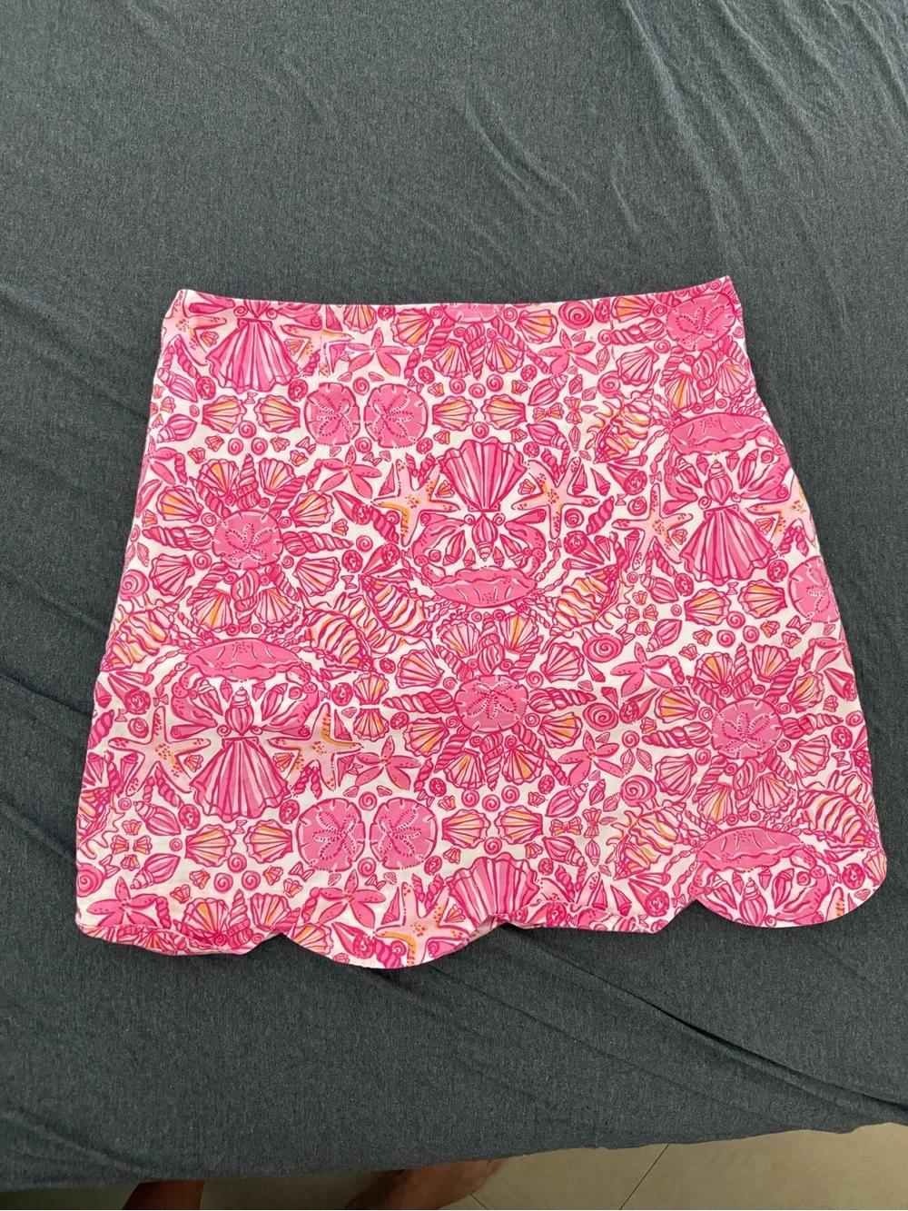Lilly Pulitzer Pink Shell-Print Scalloped Hem Mini Skirt